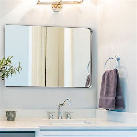 brushed nickel bathroom mirror|More.